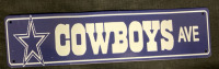 New Cowboys Ave Metal Sign 4&rdquo; L x 15&rdquo; w