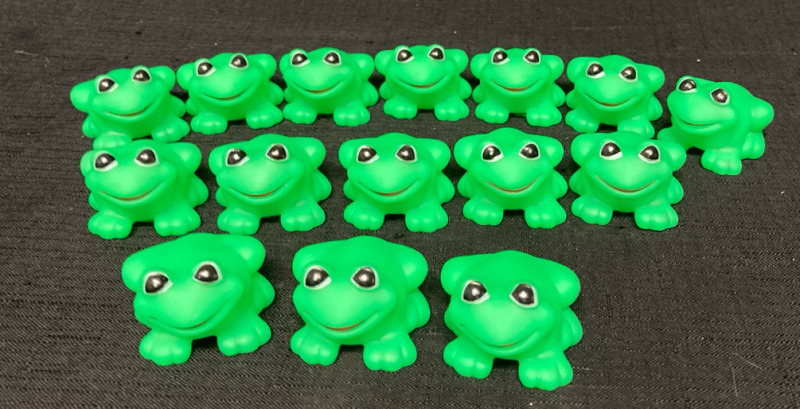 New 15 Miniature Green plastic Frogs 2.5” L x 2”w x 1.5” tall