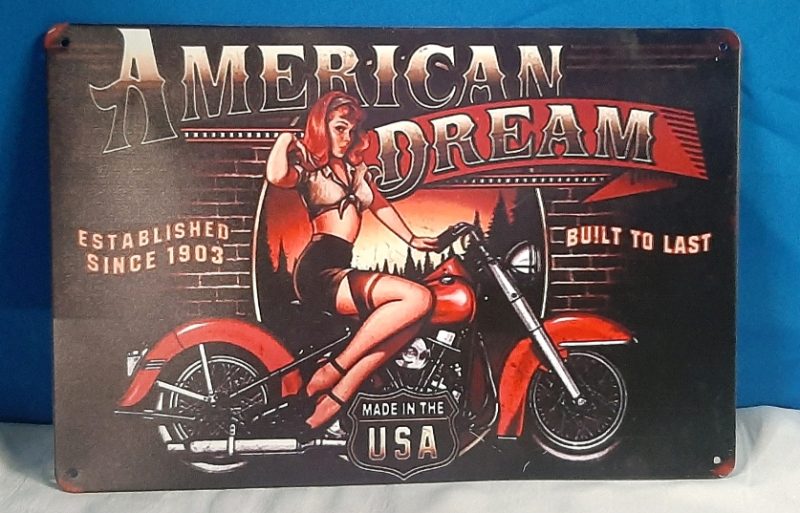 New American Dream Metal Sign - 12" X 8"