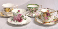 4 Vintage Adderley, Elizabethan + Teacups - Made in England
