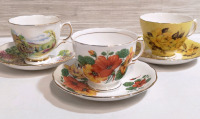 3 Vintage Colclough Teacups & Saucers