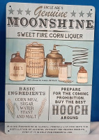 New Genuine Moonshine Metal Sign - 12" X 8"