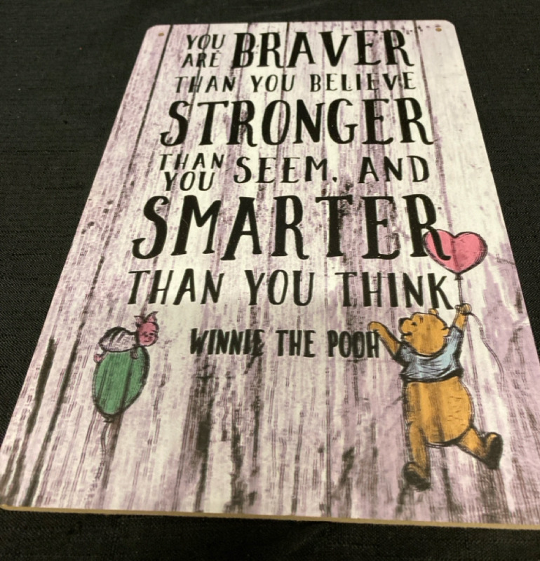 New Winnie The Pooh Wooden Hanging Sign w Rope 12&rdquo; L x 8&rdquo; w