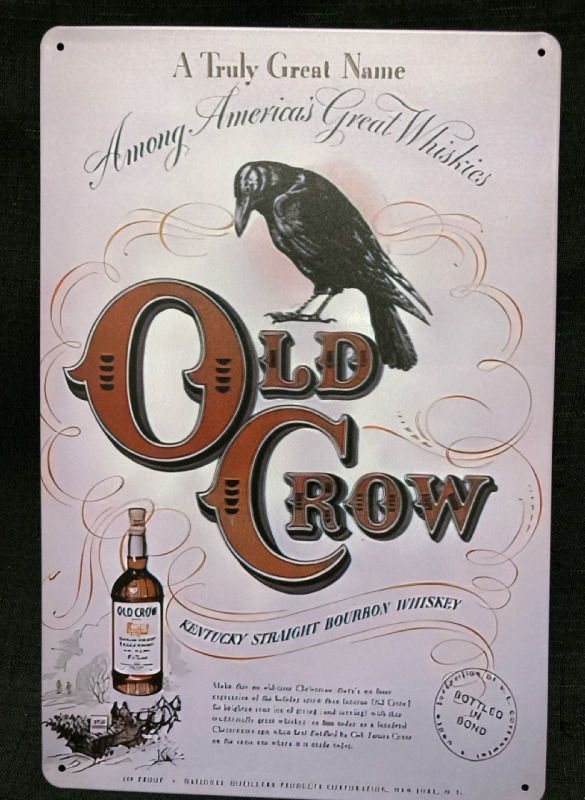 New Old Crow Metal Sign 12&rdquo;L x 8&rdquo; w