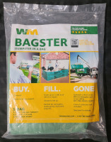New - WM Waste Management Bagster Dumpster In A Bag 3Cu. Yd (606gal) , measures 8ft&times;4ft&times;2.5ft . 3300lb Max Weight .