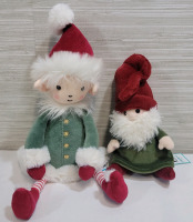 New w/Tags - Jelly Cat Christmas Elf & Gnome Plushies . Measures 7.5" and 10" tall