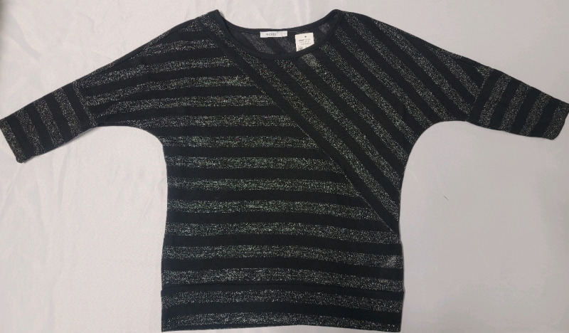 New w/Tag - Rikki Black & Silver Top , Ladies Size Large