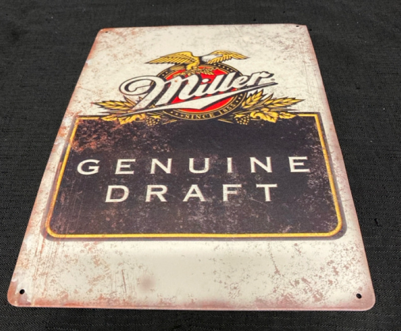 New Miller Genuine Draft Metal Sign 12&rdquo; L x 8&rdquo; w