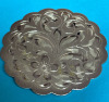 Vintage Sterling Scalloped Brooch with Diamond Cutting etches Stamped + Makers Mark - 2