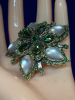 Sensational Moonstone Teardrop Glass Emerald Green Layered Wow Brooch - 5