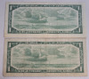 1954 Canadian Bank of Canada One Dollar Bank Notes , Two (2) Bank Notes . Both have been in circulation - 2