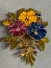 Exquisite Enamel Pansy Brooch 3 Inches Tiered Rich Enamel Work