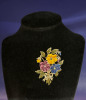 Exquisite Enamel Pansy Brooch 3 Inches Tiered Rich Enamel Work - 3