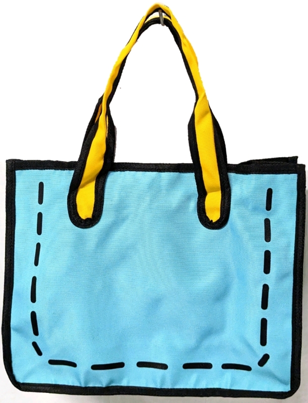 Neat New 2-D Cartoon-Style Zippered Tote Bag | 4.8" x 13" x 11.8" Tall with 6" Drop Handles