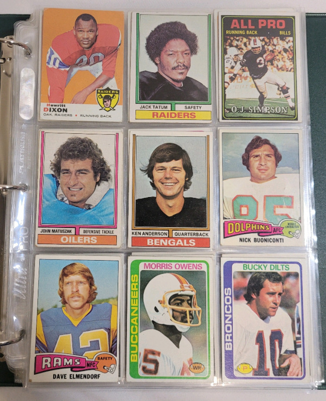 1969 , 1973 - 1994 Topps NFL Football Trading Card Singles , 197 Cards , No Doubles