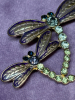 Double Dragonfly Rhinestone Brooch Rhinestones Enamel - 2