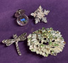 Dragonfly Crystal Ball Snowflake Pins Janus Rhinestone Brooch