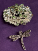 Dragonfly Crystal Ball Snowflake Pins Janus Rhinestone Brooch - 3