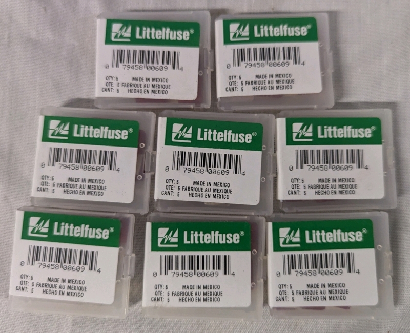 8 New | Littelfuse Min 10/0MIN010 V 5 Pack. Each pack retails for $5.99. Total Value $47.92