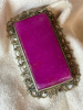 Victorian Filigree Large Rectangular Ruby Coloured Cabachon Brooch C Clasp - 2