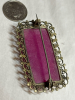 Victorian Filigree Large Rectangular Ruby Coloured Cabachon Brooch C Clasp - 3