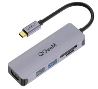 QGeeM USB-C 5-Port Multifunctional Converter - New