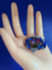 Vintage rose Cut Aurora Borealis Brooch Sapphire Navettes & Blue Topaz Rhinestones - 6