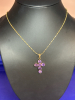 18KGP Amethyst Cross on 18KGP Chain Lobster Clasp Stamped - 2