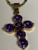 18KGP Amethyst Cross on 18KGP Chain Lobster Clasp Stamped - 7