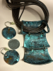 Modern Patinaed Painted Metal Statement Necklace with Earrings - 5