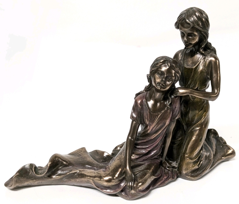 Beautiful Vintage Veronese Mother and Child Bronze-Colored Figure | 6.15" x 2.5" x 4.25" Tall