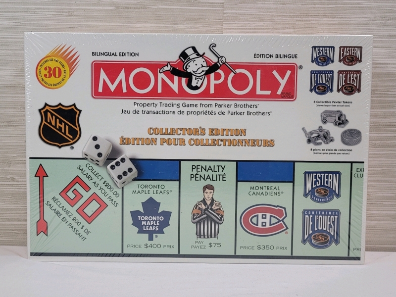 1999 Monopoly NHL Hockey Collector's Edition , Sealed . Bilingual Edition