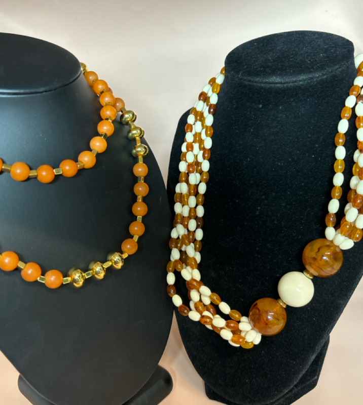 Harvest Coloured Signature Bead Necklaces Lucious Creams and Oranges