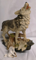 Vintage 11.25" Resin Wolf Figure + 3" Ceramic Unicorn Giftcraft