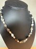 Silver Grey + White Carved Mother of Pearl Sterling Toggle Necklace 2 FW Coin Earrings Pierced - 4