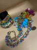 Retro Statement Garden in Bloom Necklace Wide Embroidered Cuff with Rhinestones - 6