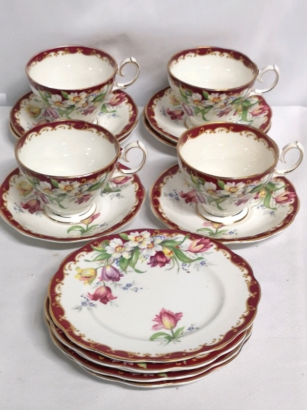 Vintage Cups & Saucers & Side Plates - Bell - Narcissus Pattern
