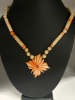 Red Gunja Beads Carved Flower Sea Bean Necklace & Bracelet - 3