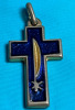 Enamel Chi Rho Crucifix Blue Enamel Brooch Enamel Rhinestone Earrings Pierced - 2