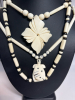 Three Carved Necklaces Turtle Flower Black & White Beads