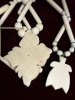 Three Carved Necklaces Turtle Flower Black & White Beads - 6