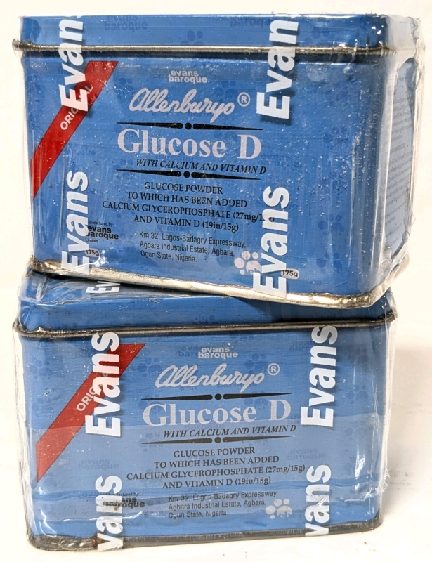 2 New Evans Baroque Allenbury's Glucose D with Calcium & Vitamin D | 175g ea