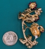 Adorable Enameled Fieldmouse Brooch with Berries & Blossoms | 2.3" Long - 3