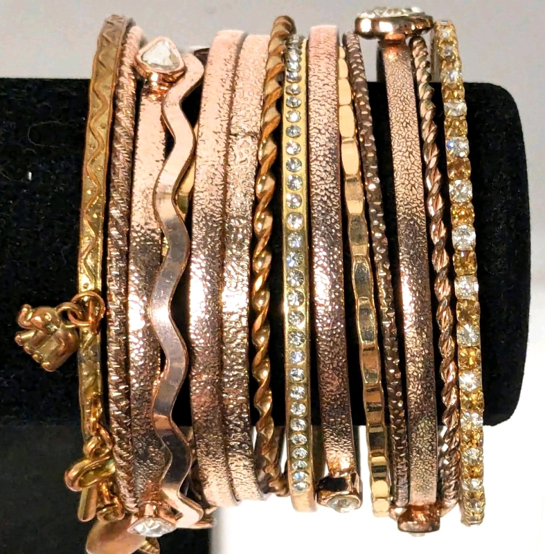 15 Vintage to Modern Metal Bangles,: Charms, Rhinestones + More | Most 2.6" Diameter