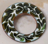 Stunning Signed Vintage HEB Canada Iridescent Green Enameled Cooper Brooch | 1.5" Diameter