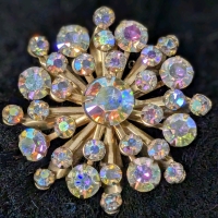 Beautiful Large AB Rhinestone Starburst Pendant | 1.75" Diameter