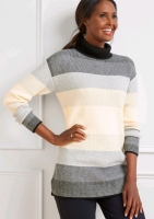 New TALBOTS TURTLENECK SWEATER - OMBR&Eacute; STRIPE sz Medium