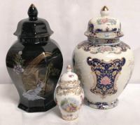 3 Vintage Ceramic Urns 8.25-4.25" Tall - Japan