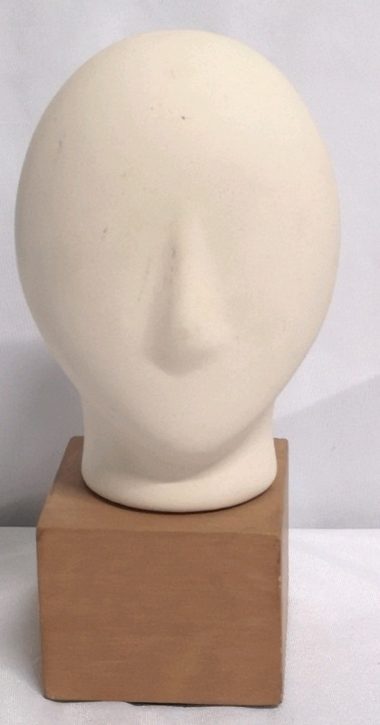 Vintage 8.5" CYCLADIC HEAD SCULPTURE MCM on Wood Stand