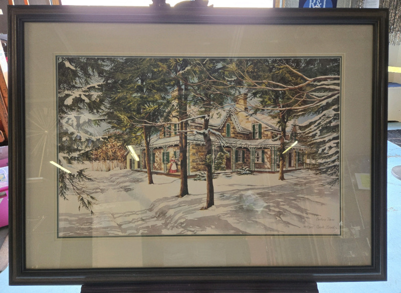 * Signed *Vintage ( 1987 ) Carole Black: "Century Farm" Wooden Framed Print ( 360 of 395 ) | Frame Size ( 38" x 28" )